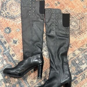 Stuart Weitzman Black Over the Knee Boots with Studs
